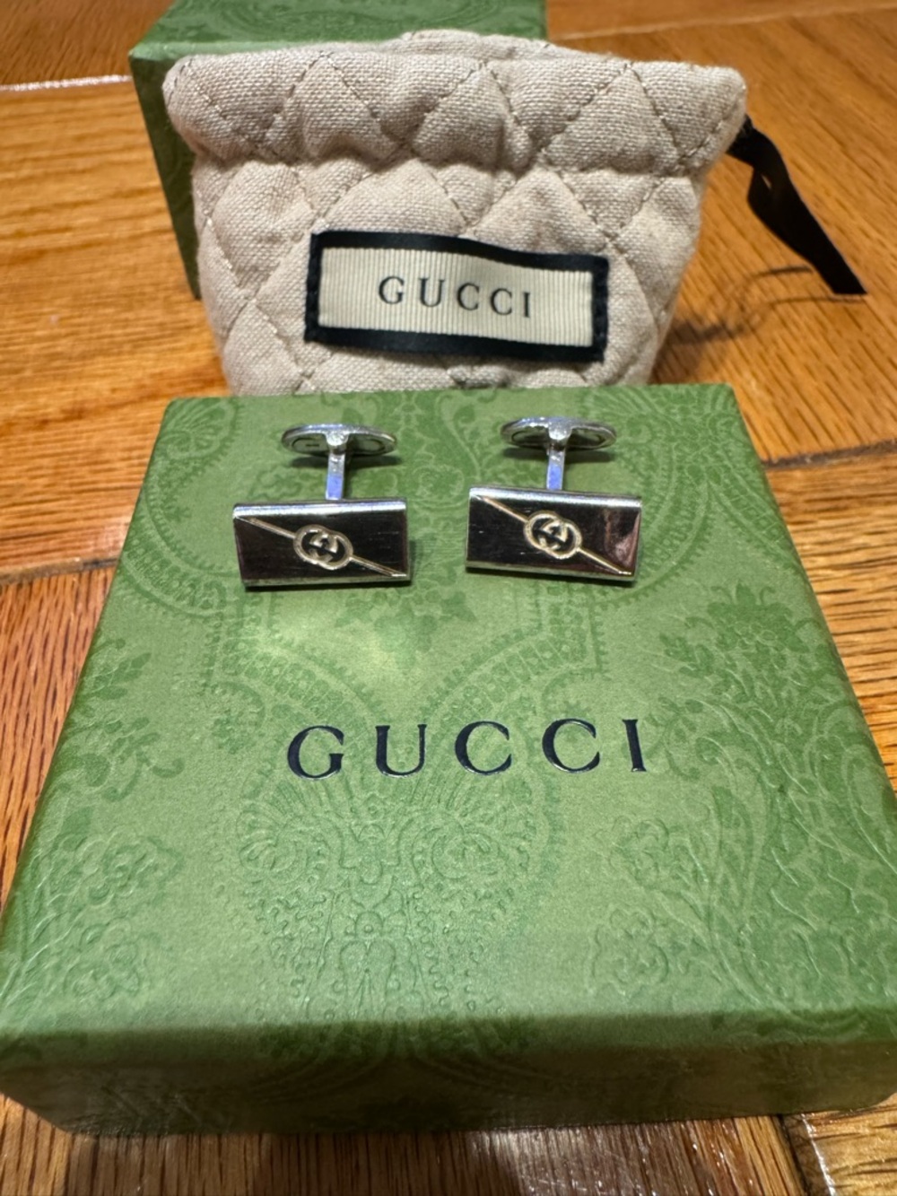 Gucci Men's Tag Cufflinks, Silver